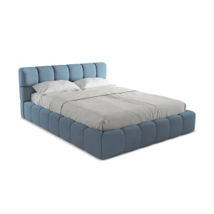 Bed met opbergruimte 180 x 228 – chenille stof – jeans – ROMA Bed met opbergruimte 180 x 228 – chenille stof – jeans – ROMA