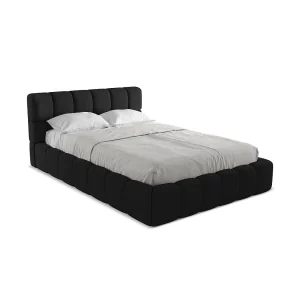 Bed met opbergruimte 160 x 228 – chenille stof – zwart – ROMA Bed met opbergruimte 160 x 228 – chenille stof – zwart – ROMA