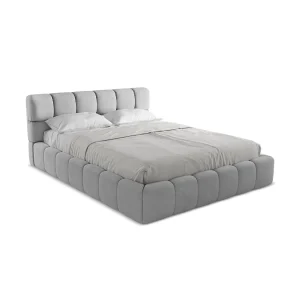 Bed met opbergruimte 180 x 228 – chenille stof – lichtgrijs – ROMA Bed met opbergruimte 180 x 228 – chenille stof – lichtgrijs – ROMA
