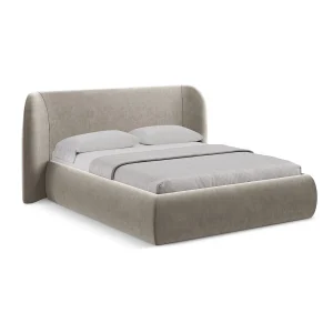 Bed met opbergruimte 230 x 215 – velours – taupe – TRIESTE Bed met opbergruimte 230 x 215 – velours – taupe – TRIESTE