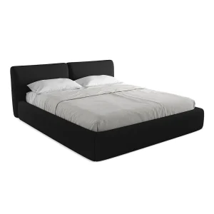 Bed met opbergruimte 200 x 228 – chenille stof – zwart – MILANO Bed met opbergruimte 200 x 228 – chenille stof – zwart – MILANO