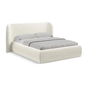 Bed met opbergruimte 210 x 215 – velours – lichtbeige – TRIESTE Bed met opbergruimte 210 x 215 – velours – lichtbeige – TRIESTE