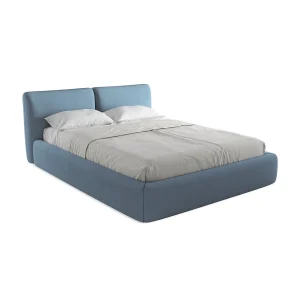 Bed met opbergruimte 180 x 228 – chenille stof – jeans – MILANO Bed met opbergruimte 180 x 228 – chenille stof – jeans – MILANO