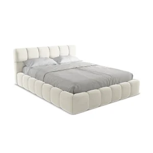 Bed met opbergruimte 180 x 228 – velours – lichtbeige – ROMA Bed met opbergruimte 180 x 228 – velours – lichtbeige – ROMA