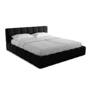 Bed met opbergruimte 200 x 228 – velours – zwart – ROMA Bed met opbergruimte 200 x 228 – velours – zwart – ROMA