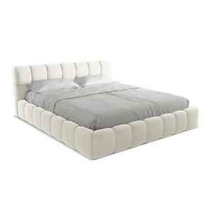 Bed met opbergruimte 200 x 228 – velours – lichtbeige – ROMA Bed met opbergruimte 200 x 228 – velours – lichtbeige – ROMA