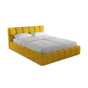Bed met opbergruimte 180 x 228 – chenille stof – mosterd – ROMA Bed met opbergruimte 180 x 228 – chenille stof – mosterd – ROMA