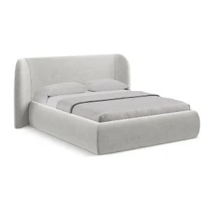 Bed met opbergruimte 230 x 215 – velours – zilver – TRIESTE Bed met opbergruimte 230 x 215 – velours – zilver – TRIESTE