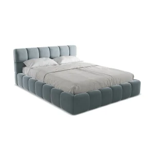 Bed met opbergruimte 180 x 228 – velours – lichtblauw – ROMA Bed met opbergruimte 180 x 228 – velours – lichtblauw – ROMA