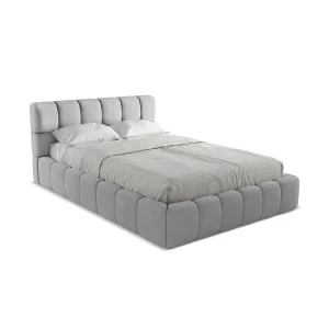 Bed met opbergruimte 160 x 228 – chenille stof – lichtgrijs – ROMA Bed met opbergruimte 160 x 228 – chenille stof – lichtgrijs – ROMA