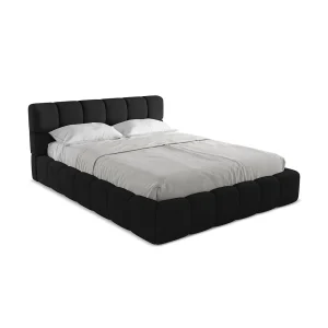 Bed met opbergruimte 180 x 228 – chenille stof – zwart – ROMA Bed met opbergruimte 180 x 228 – chenille stof – zwart – ROMA