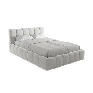 Bed met opbergruimte 160 x 228 – velours – zilver – ROMA Bed met opbergruimte 160 x 228 – velours – zilver – ROMA