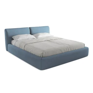 Bed met opbergruimte 200 x 228 – chenille stof – jeans – MILANO Bed met opbergruimte 200 x 228 – chenille stof – jeans – MILANO