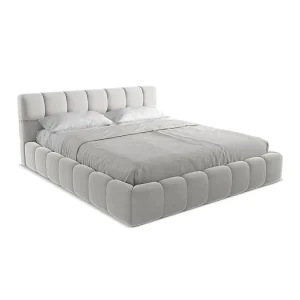 Bed met opbergruimte 200 x 228 – velours – zilver – ROMA Bed met opbergruimte 200 x 228 – velours – zilver – ROMA