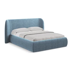 Bed met opbergruimte 210 x 215 – chenille stof – jeans – TRIESTE Bed met opbergruimte 210 x 215 – chenille stof – jeans – TRIESTE