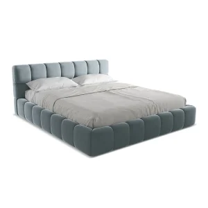 Bed met opbergruimte 200 x 228 – velours – lichtblauw – ROMA Bed met opbergruimte 200 x 228 – velours – lichtblauw – ROMA