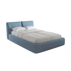 Bed met opbergruimte 160 x 228 – chenille stof – jeans – MILANO Bed met opbergruimte 160 x 228 – chenille stof – jeans – MILANO