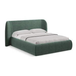 Bed met opbergruimte 190 x 215 – chenille stof – groente – TRIESTE Bed met opbergruimte 190 x 215 – chenille stof – groente – TRIESTE
