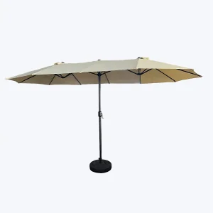 Grote Tuinparasol TILIA / Buitenparasol / Verstelbare Hoogte / UV-bescherming, Waterdicht / Beige / 460 x 270 x 245 cm
