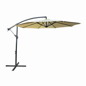 Tuinparasol ASTER / Zweefparasol Met Voet / Verstelbare Hoogte / UV-bescherming, Waterdicht / Beige / 300 x 300 x 45 cm
