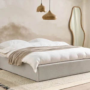 Bed met opbergruimte Stof DINAN 180 x 200 cm Lichtgrijs Bed met opbergruimte Stof DINAN 180 x 200 cm Lichtgrijs