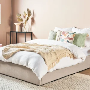 Bed met opbergruimte Stof DINAN 140 x 200 cm Beige
