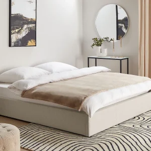 Bed met opbergruimte Stof DINAN 180 x 200 cm Lichtbeige Bed met opbergruimte Stof DINAN 180 x 200 cm Lichtbeige