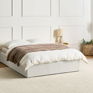 Bed met opbergruimte Stof DINAN 140 x 200 cm Lichtbeige