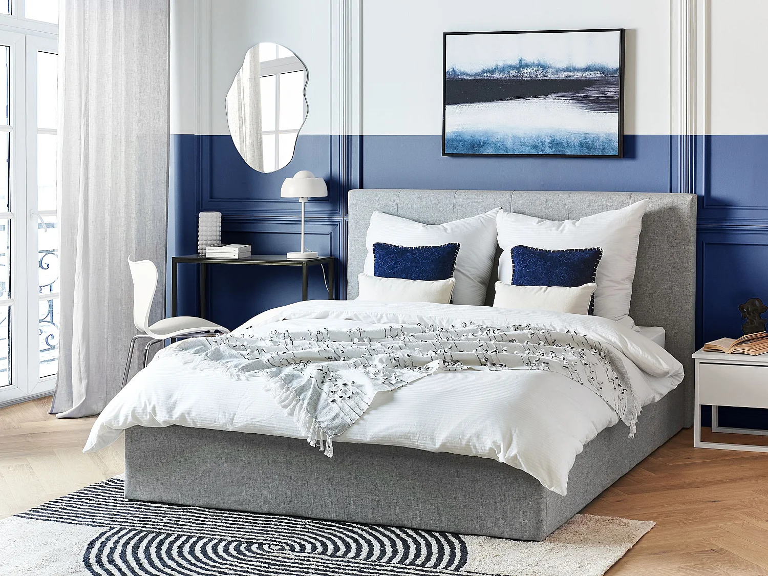 Bed met opbergruimte Stof LORIENT 160 x 200 cm Grijs
