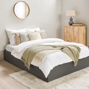 Bed met opbergruimte Stof DINAN 140 x 200 cm Donkergrijs