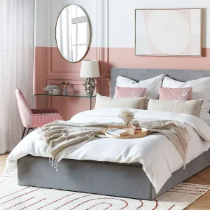 Bed met opbergruimte Fluweel LORIENT 140 x 200 cm Lichtgrijs