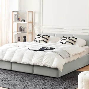 Bed met opbergruimte Fluweel BOUSSE 180 x 200 cm Lichtgrijs