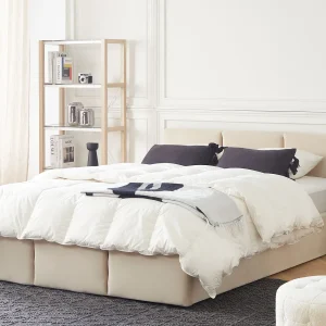 Bed met opbergruimte Fluweel BOUSSE 160 x 200 cm Lichtbeige