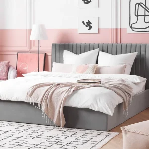 Bed met opbergruimte Fluweel VION 180 x 200 cm Grijs Bed met opbergruimte Fluweel VION 180 x 200 cm Grijs