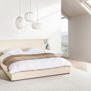 Bed met opbergruimte Bouclé LAVAUR 180 x 200 cm Beige Bed met opbergruimte Bouclé LAVAUR 180 x 200 cm Beige