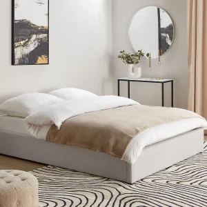 Bed met opbergruimte Stof DINAN 140 x 200 cm Lichtgrijs