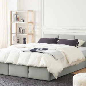 Bed met opbergruimte Fluweel BOUSSE 160 x 200 cm Lichtgrijs