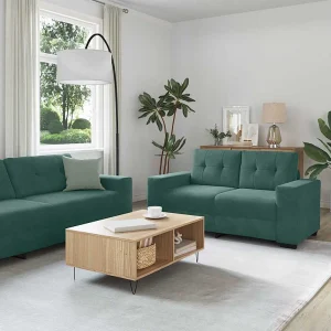 Bank 2 pcs Donkergroen 221 x 80 x 80 cm Stof Bank 2 pcs Donkergroen 221 x 80 x 80 cm Stof