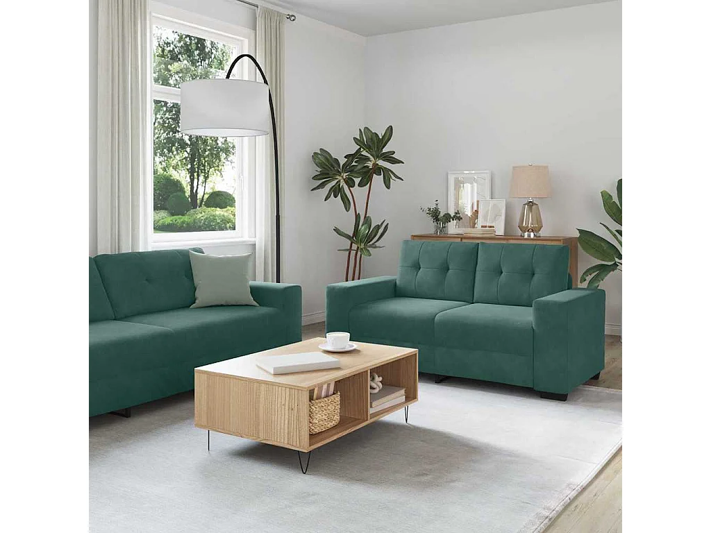 Bank 2 pcs Donkergroen 221 x 80 x 80 cm Stof