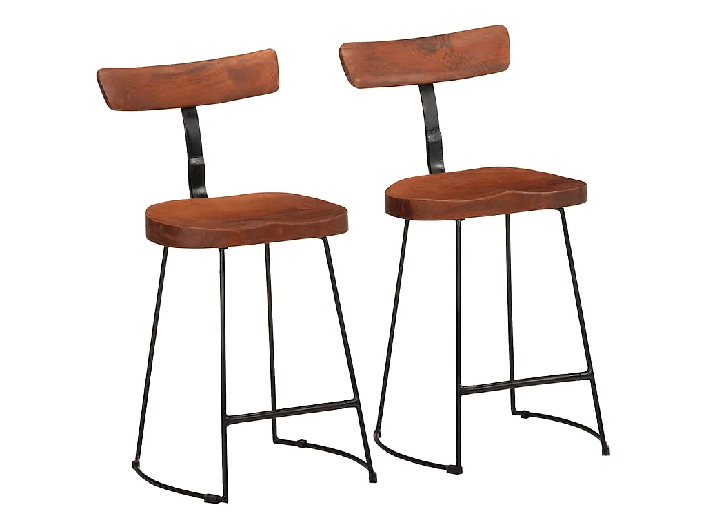 Barkrukken 2 st 49x43x79 cm massief mangohout