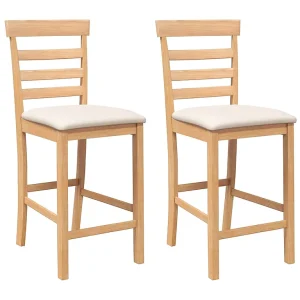 Barkrukken met kussens 2 st massief hout naturel rubber Barkrukken met kussens 2 st massief hout naturel rubber