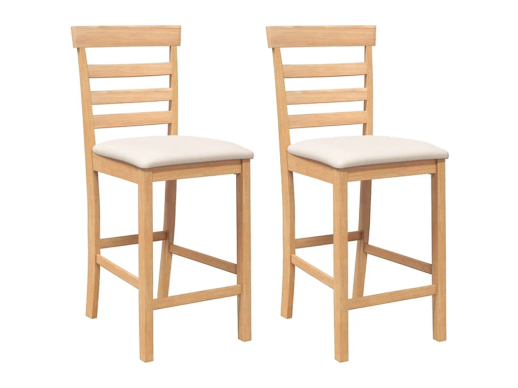 Barkrukken met kussens 2 st massief hout naturel rubber