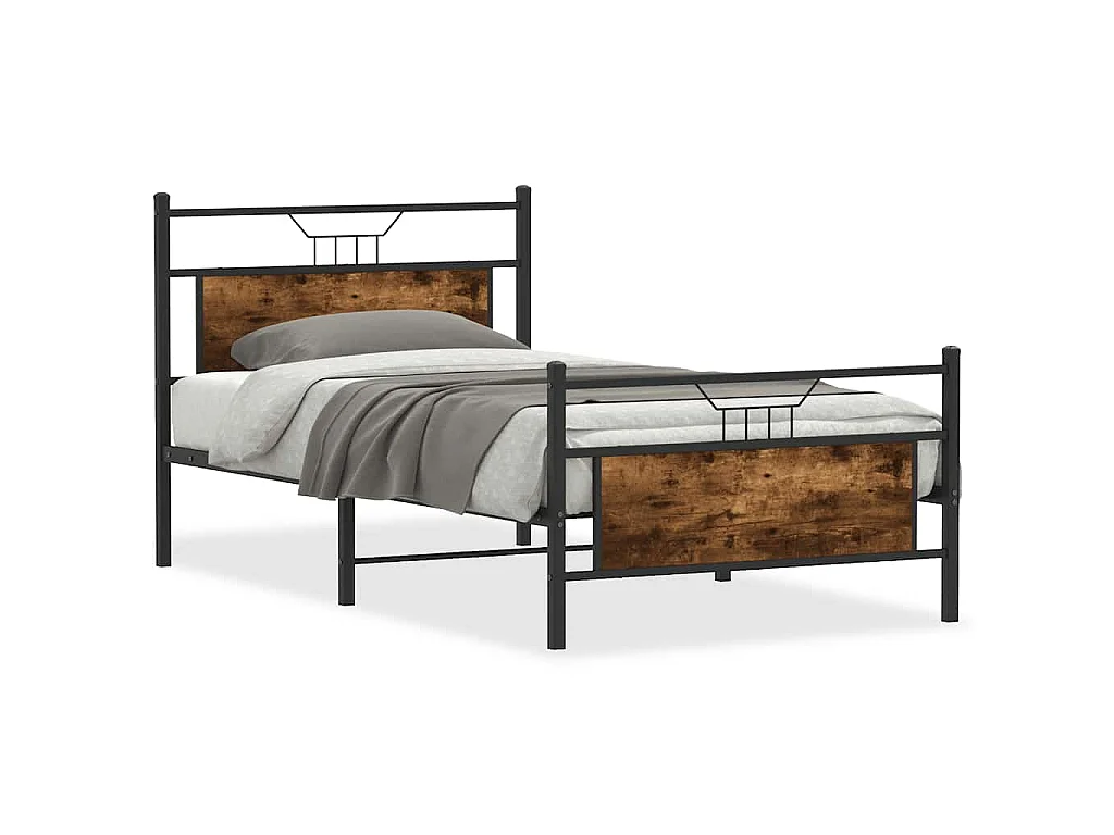 Bedframe zonder matras spaanplaat gerookt eikenkleurig