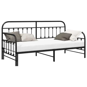 Bedframe voor een daybed Zwart 90 x 200 cm Gepoedercoat staal Bedframe voor een daybed Zwart 90 x 200 cm Gepoedercoat staal