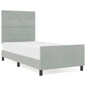 Boxspringbed met hoofdeinde Lichtgrijs 90 x 200 cm Fluweel