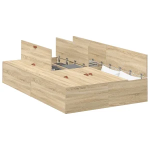 Opbergbedframe Sonoma Eiken 120 x 200 cm Bewerkt hout Opbergbedframe Sonoma Eiken 120 x 200 cm Bewerkt hout