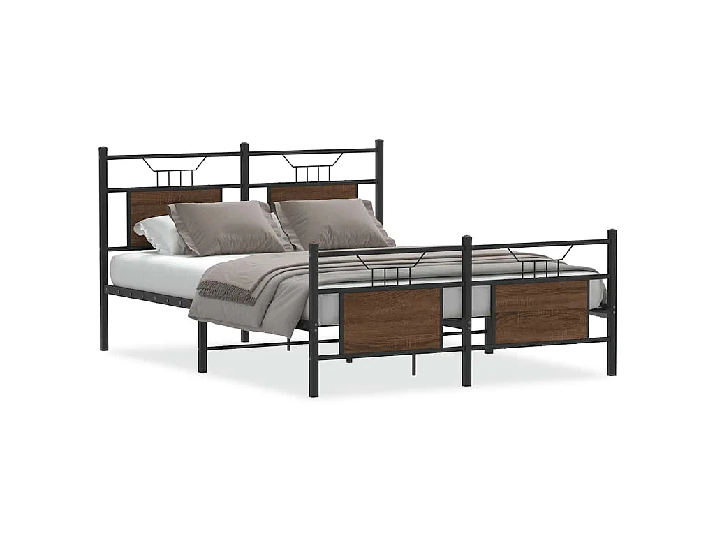 Bedframe zonder matras bewerkt hout bruin eikenkleur 137x190 cm