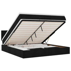 Bed poef met matras en LED's 180×200 cm stof zwart