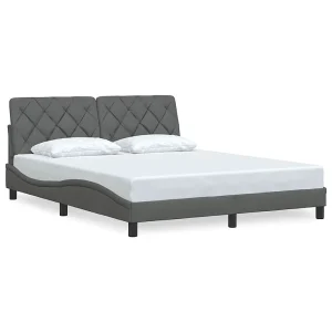 Bedframe zonder matras stof donkergrijs 160×200 cm Bedframe zonder matras stof donkergrijs 160×200 cm