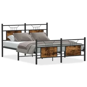 Bedframe zonder matras hout gerookt eikenkleurig 137×190 cm